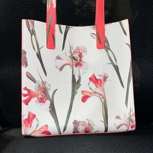 Ted Baker Floral White and Pink Tote Bag 10x10"